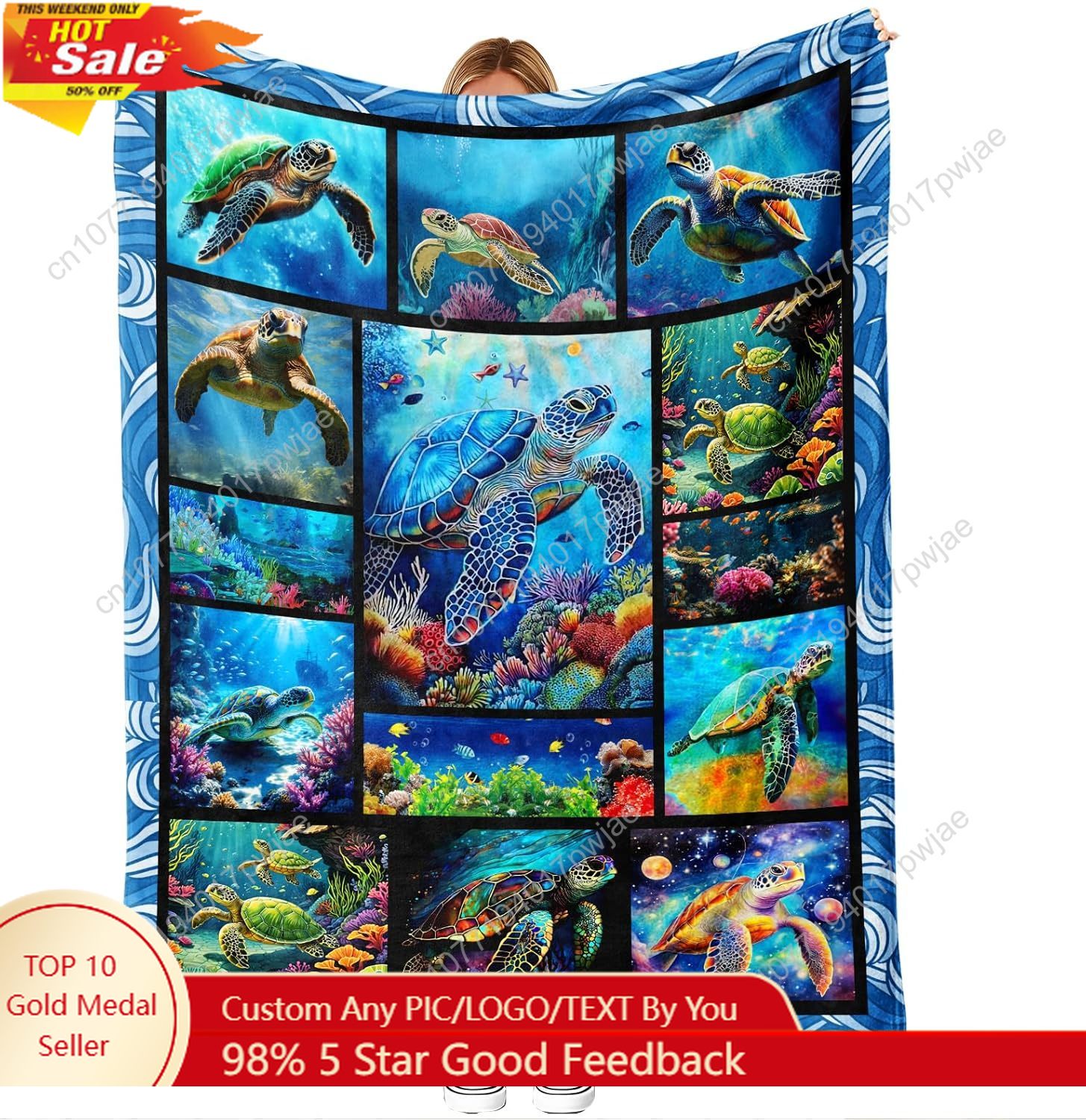 Sea Turtle Flannel Throw Blank - Home Textiles Towel 评论和价格