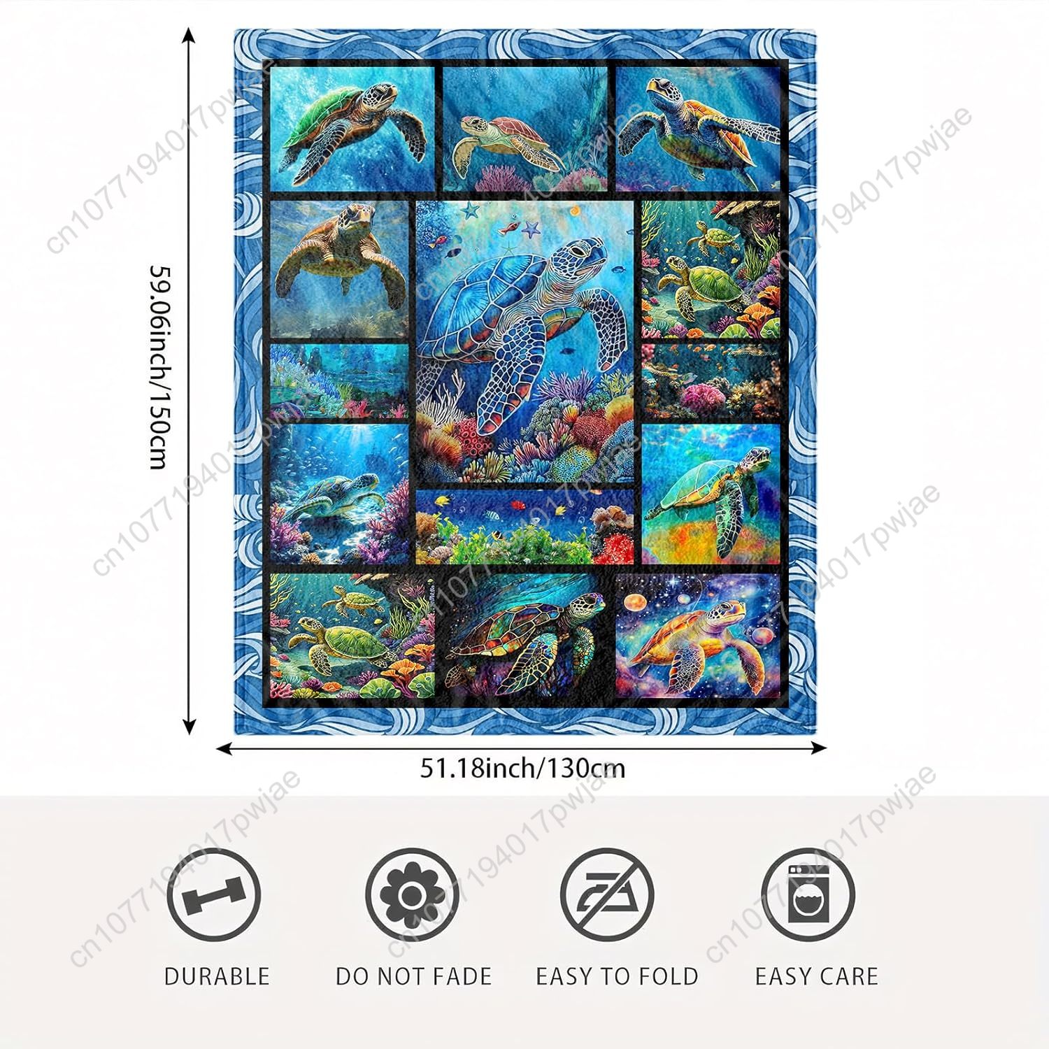 Sea Turtle Flannel Throw Blank - Home Textiles Towel 评论和价格