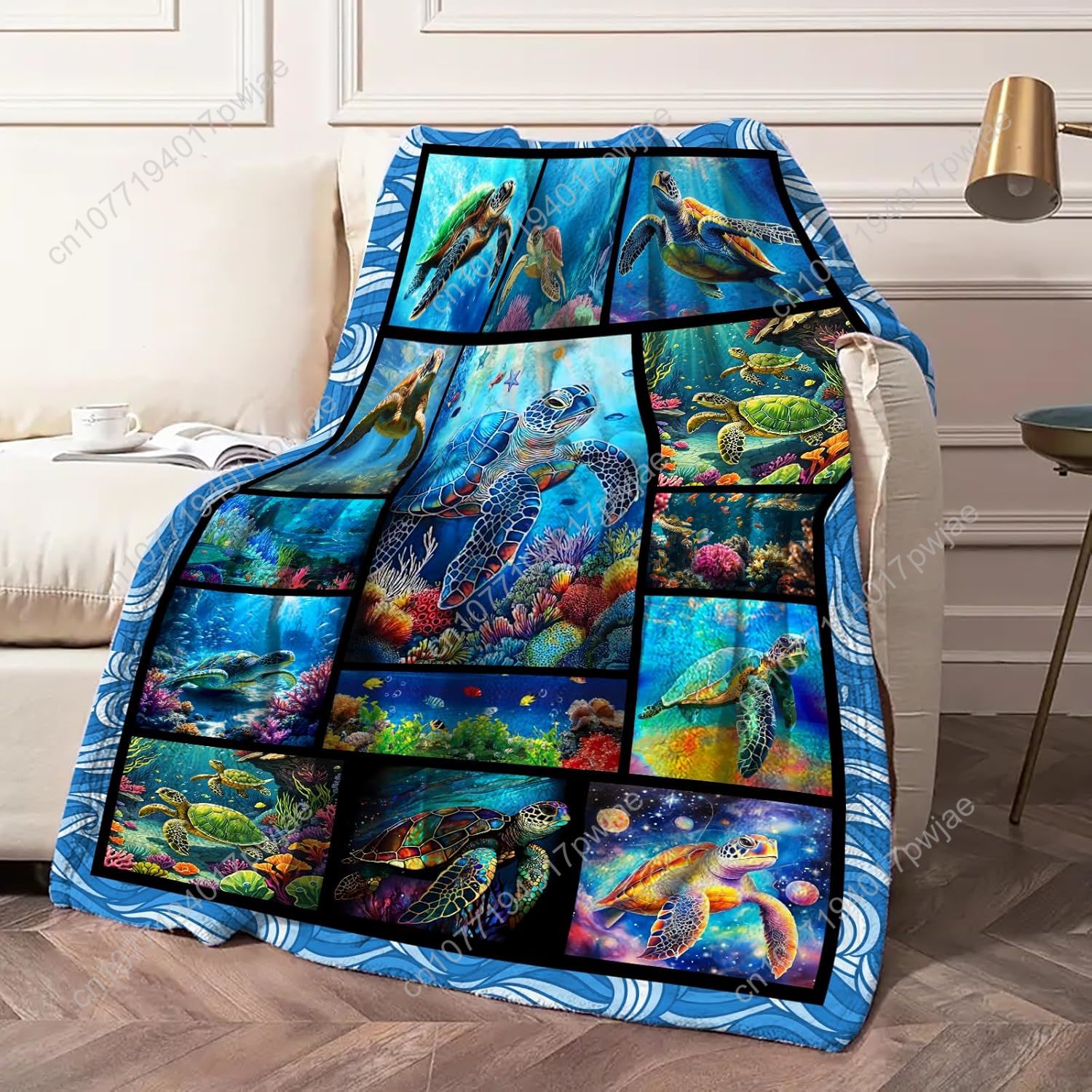 Sea Turtle Flannel Throw Blank - Home Textiles Towel 评论和价格