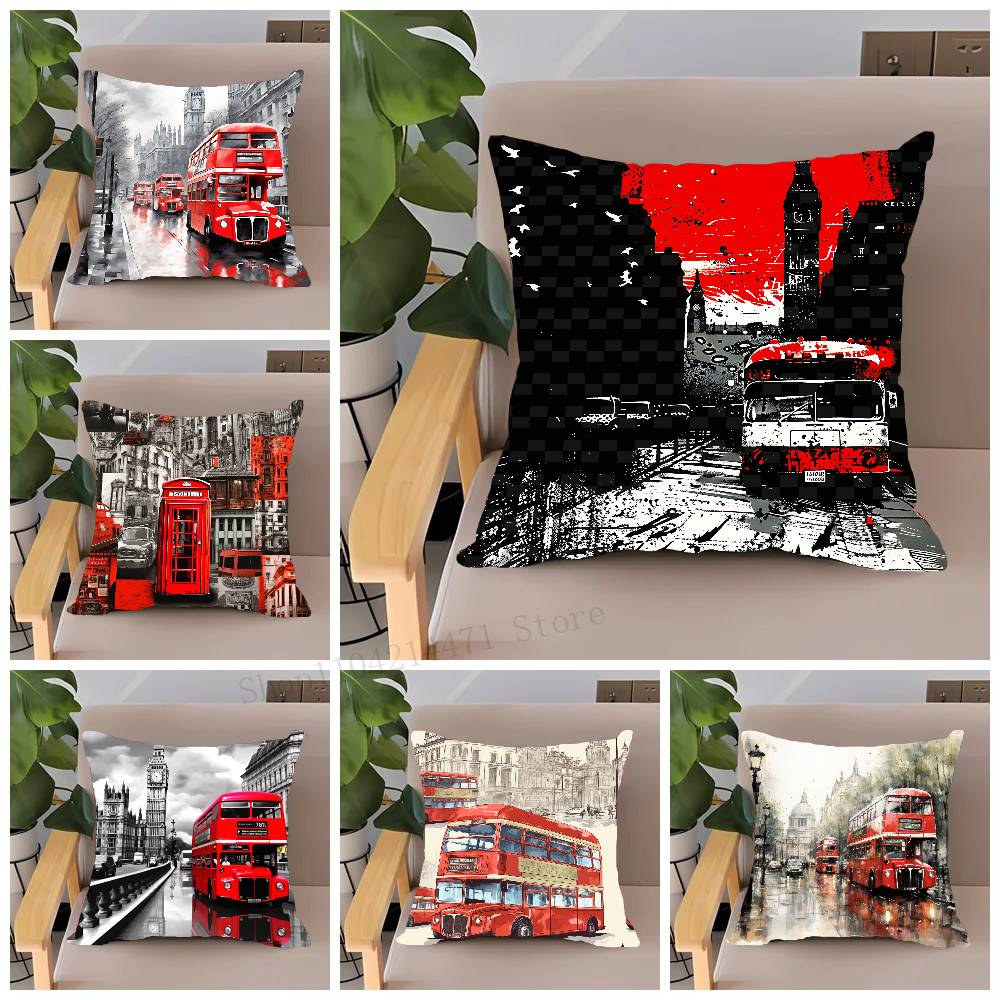 London Red Bus Print Pillow Ca - Home Textiles London 评论和价格