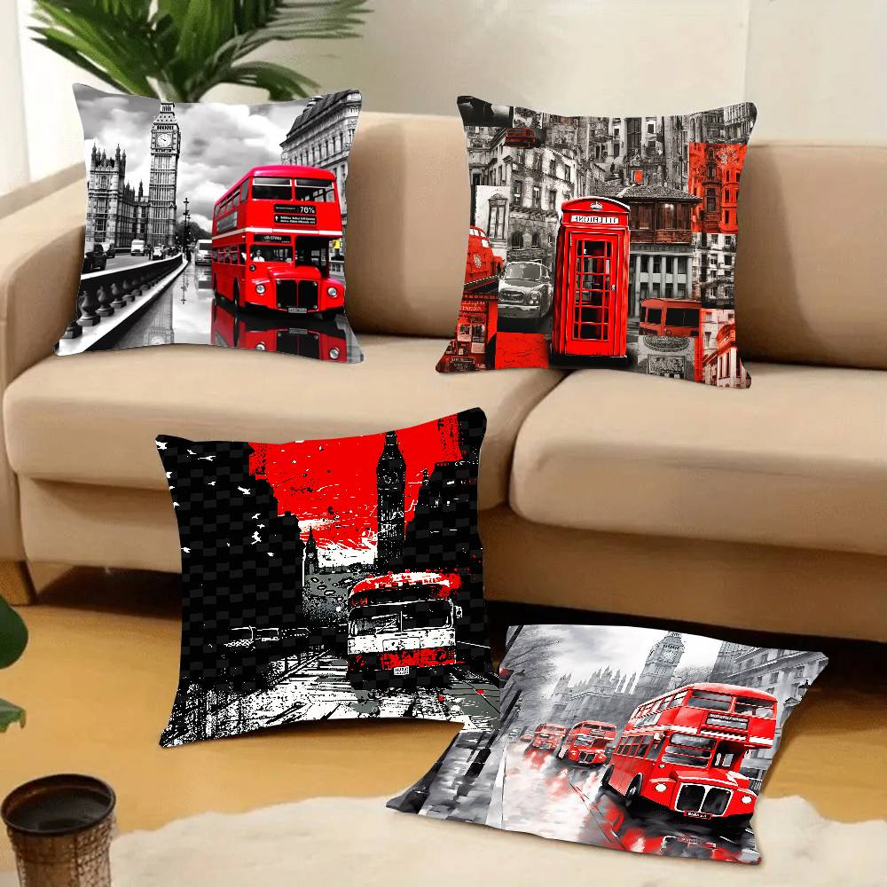 London Red Bus Print Pillow Ca - Home Textiles London 评论和价格