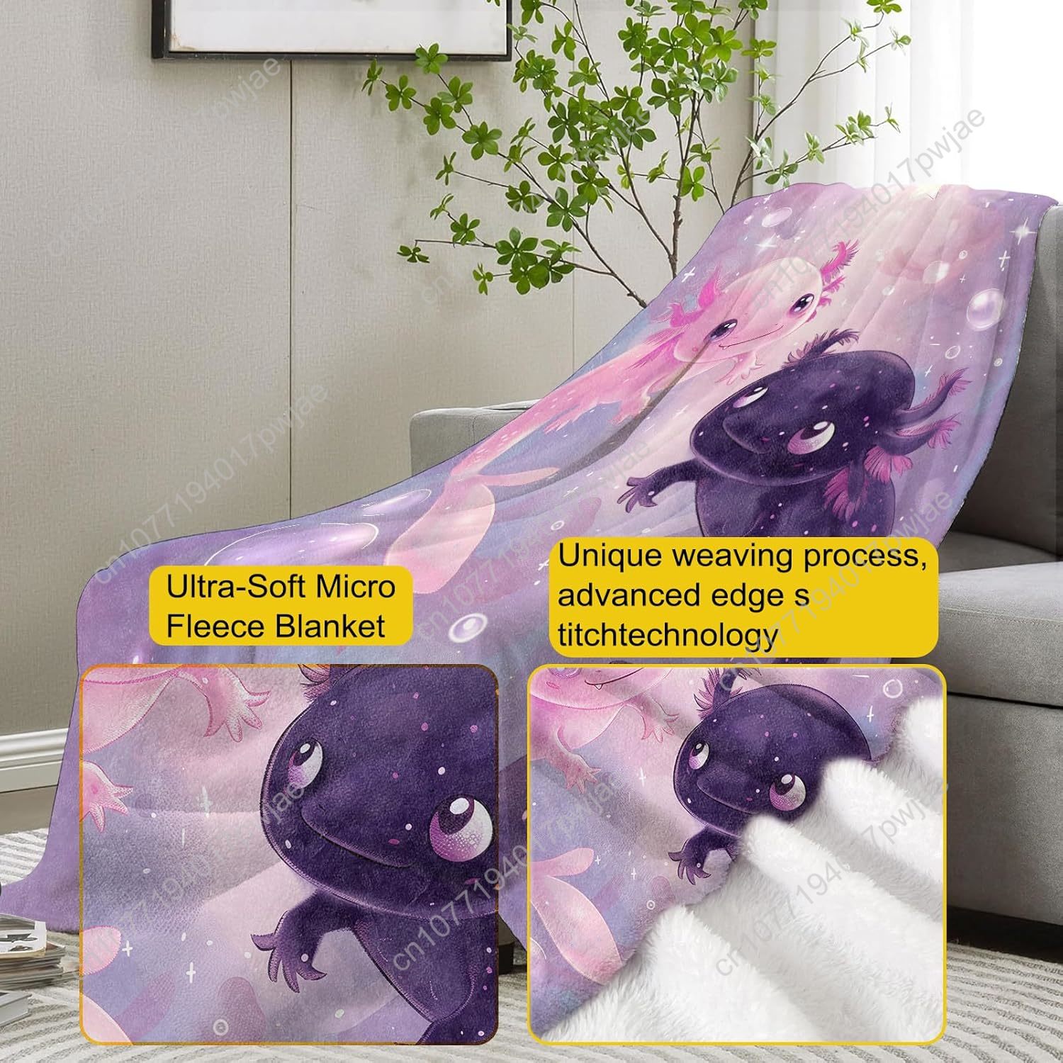 Axolotl Blanket Cute Axolotls  - Home Textiles & Furnishings 评论和价格