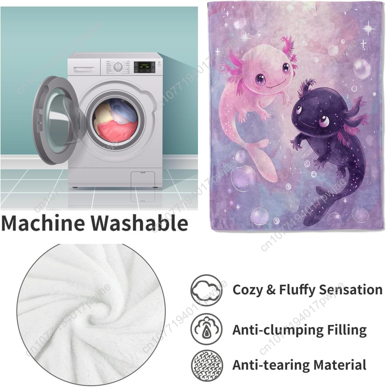 Axolotl Blanket Cute Axolotls  - Home Textiles & Furnishings 评论和价格