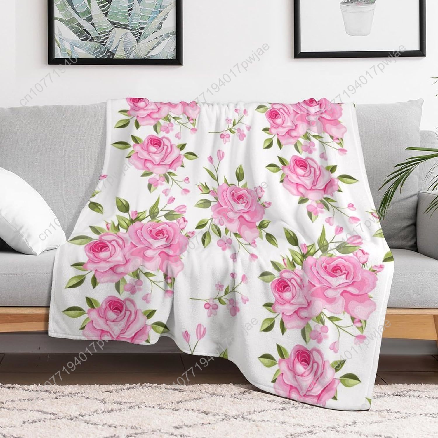 Pink Flower Throw Blanket Flor - Home Textiles & Furnishings 评论和价格