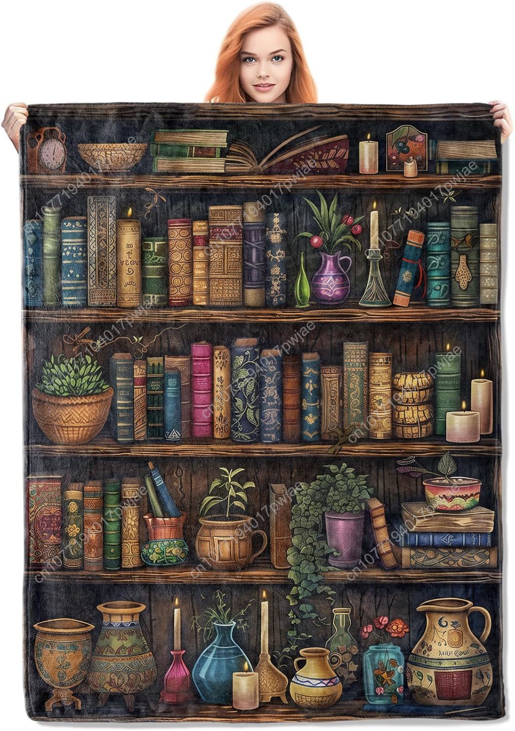 Vintage Bookshelf Blanket Read - Home Textiles & Furnishings 评论和价格