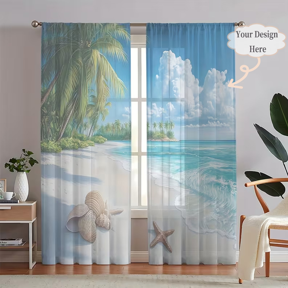 Custom 2D Flat 2pcs Sheer Curt - Home Textiles & Furnishings 评论和价格