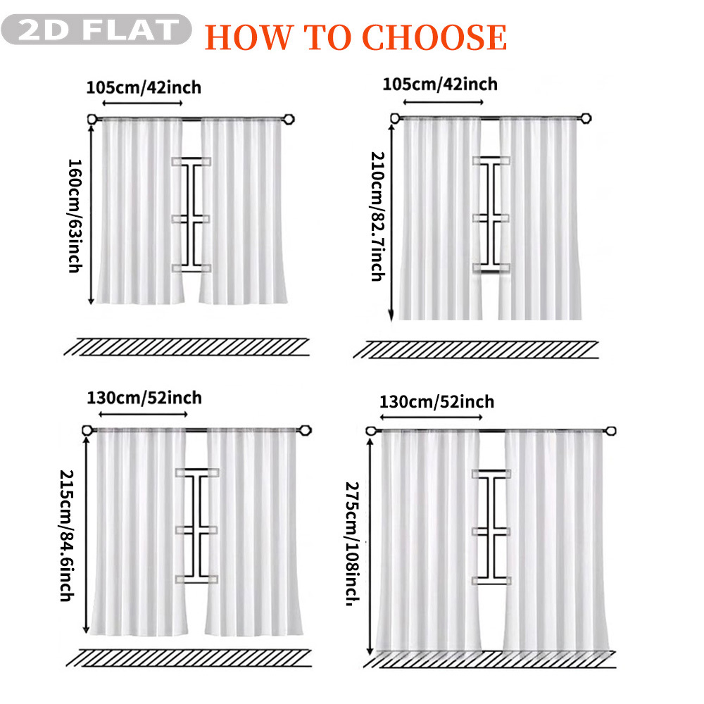 Custom 2D Flat 2pcs Sheer Curt - Home Textiles & Furnishings 评论和价格