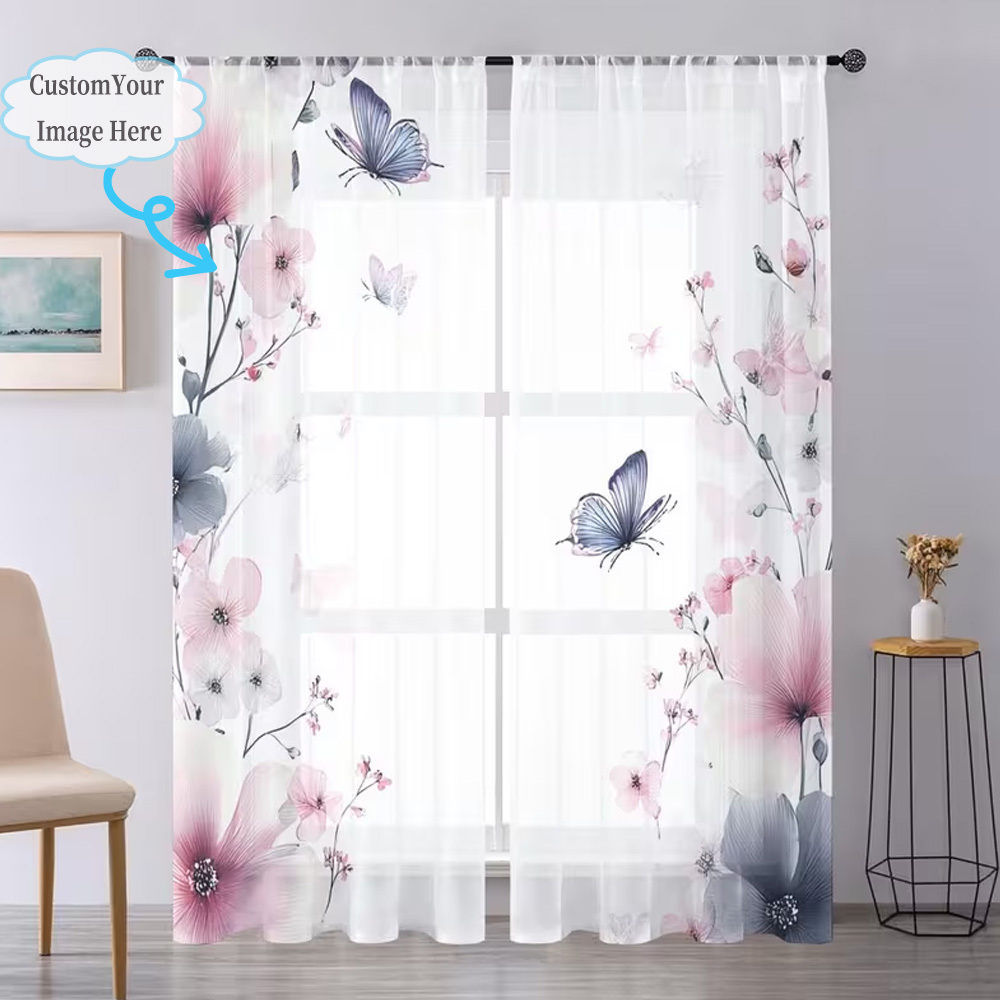 Custom 2D Flat 2pcs Sheer Curt - Home Textiles & Furnishings 评论和价格