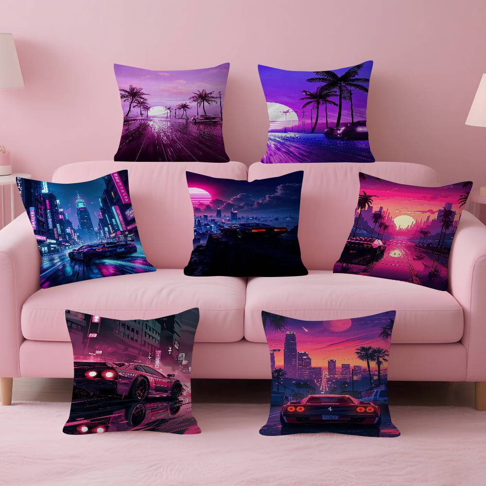 Neon Night City Landscape 80s  - Home Textiles City 评论和价格
