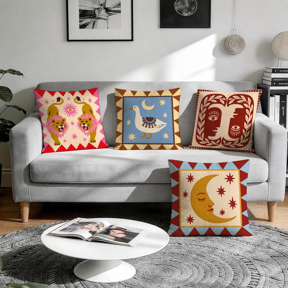 Whimsical Sun Moon Animal Cush - Pillow Cover 20X20 评论和价格