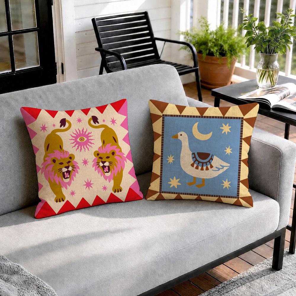 Whimsical Sun Moon Animal Cush - Pillow Cover 20X20 评论和价格