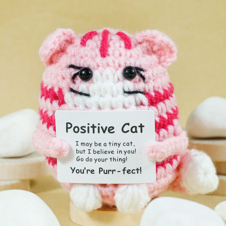 Funny Crochet Positive Cat Dol - Home Textiles Today 评论和价格