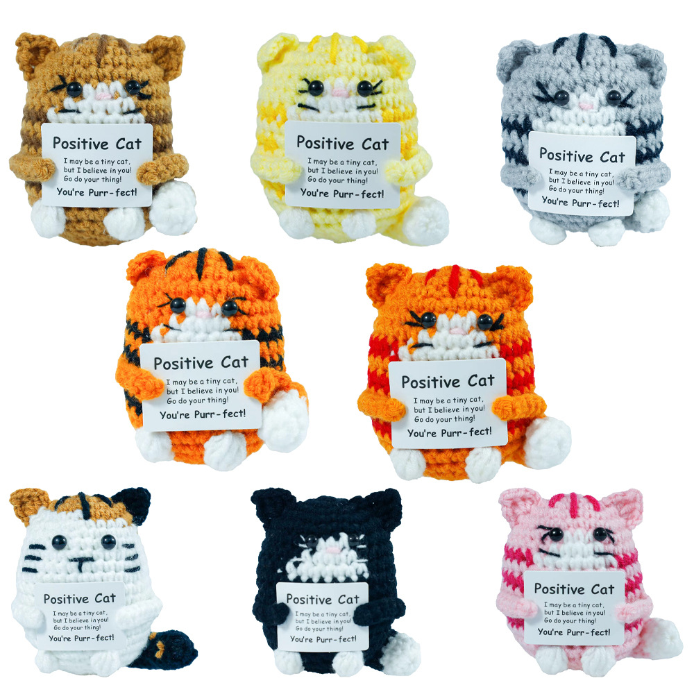 Funny Crochet Positive Cat Dol - Home Textiles Today 评论和价格