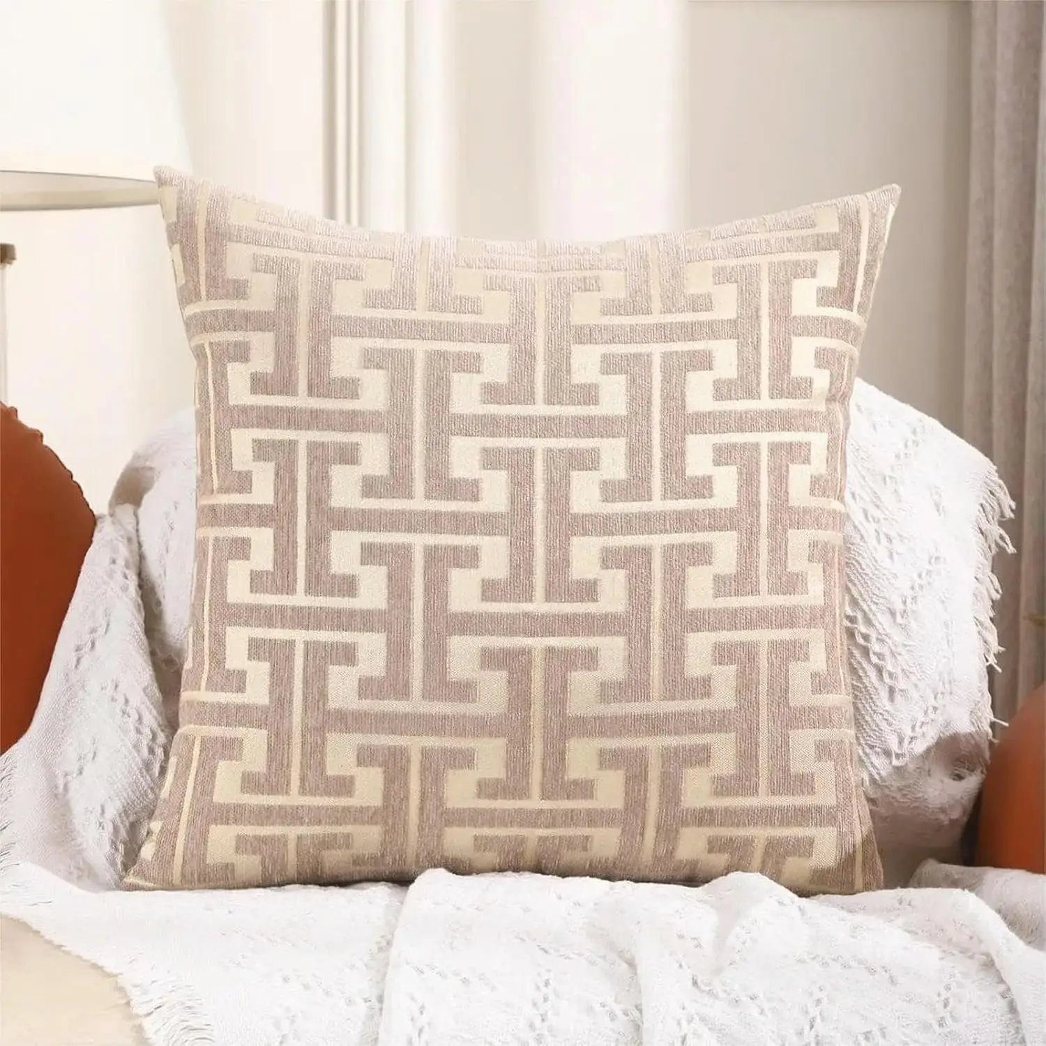 1pc Embroidery Detail Cushion  - Pillow Cover 20X20 评论和价格