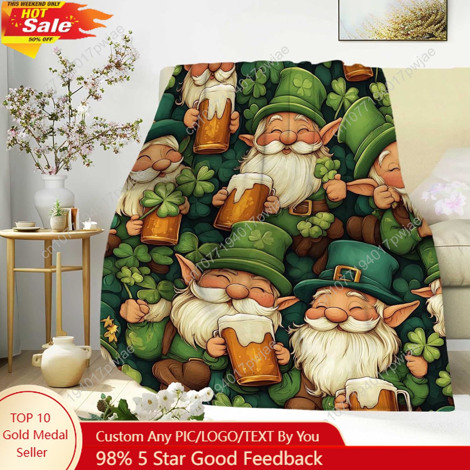 St. Patrick’s Day Gnome Throw  - Home Textiles & Furnishings 评论和价格
