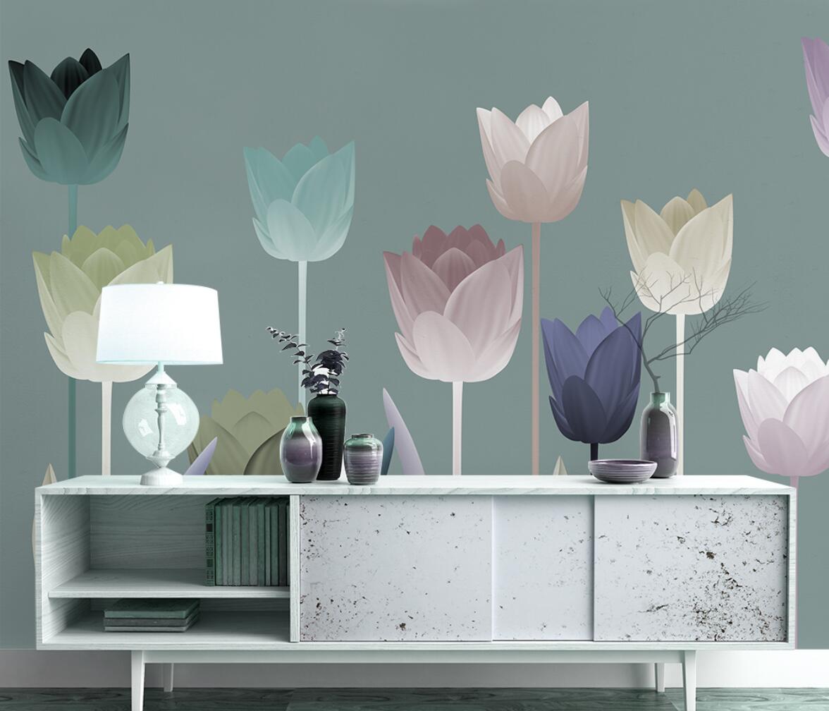 Custom tulip flower Photo Wall - Home Textiles Photos 评论和价格