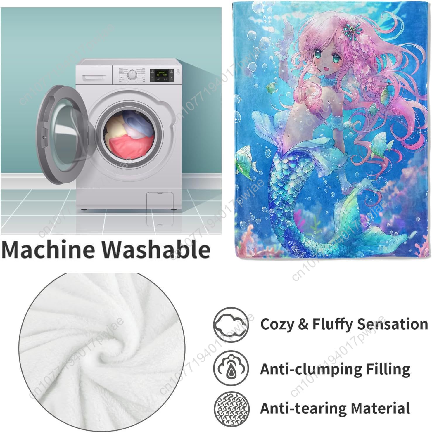 Cute Mermaid Blanket Cartoon F - Home Textiles Towel 评论和价格