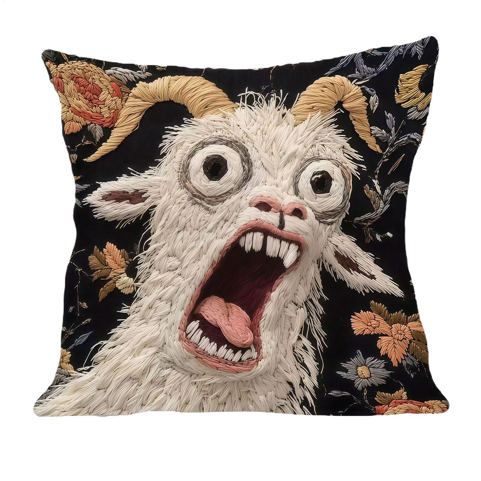 45x45cm Screaming Goat Pillow  - Pillow Cover 20X20 评论和价格