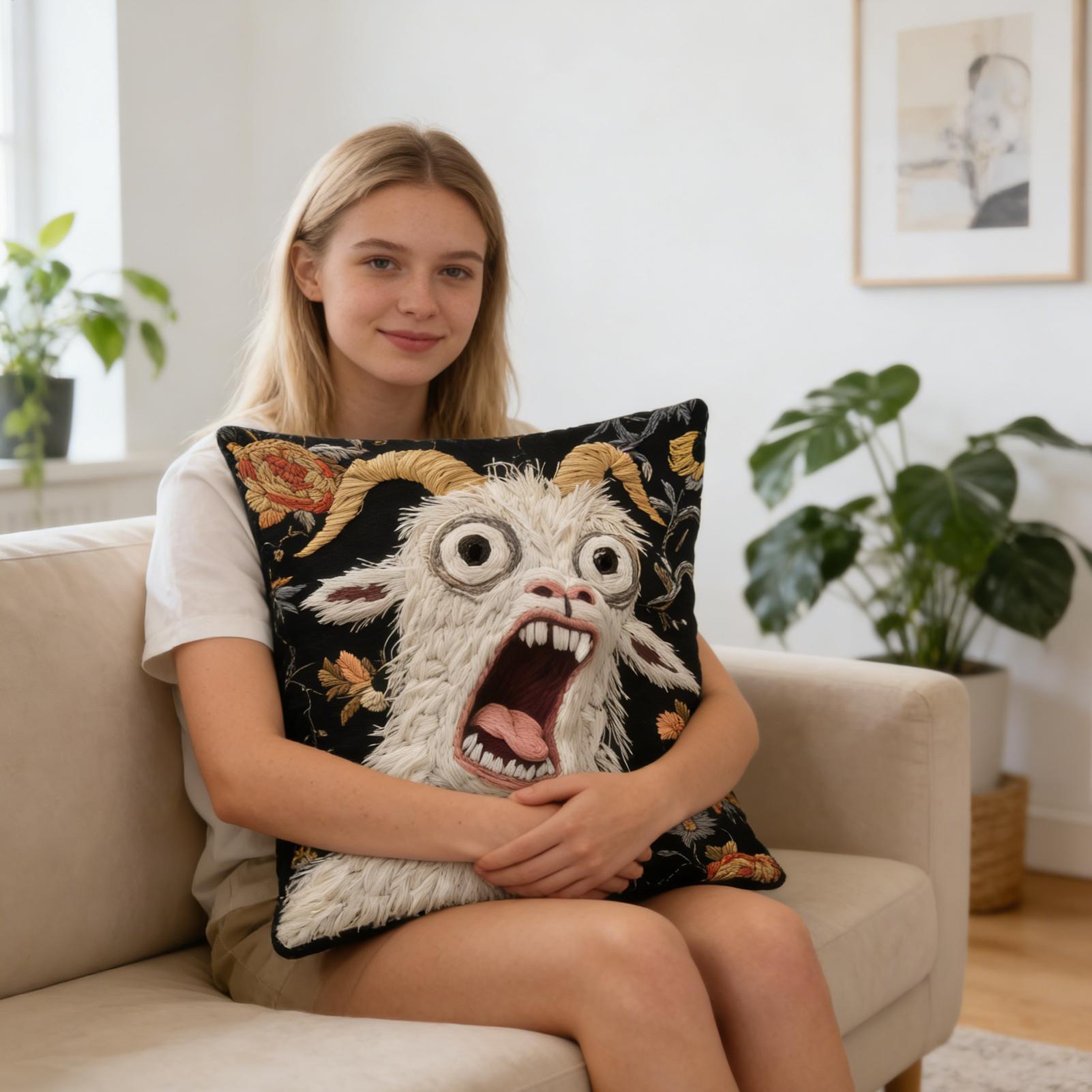 45x45cm Screaming Goat Pillow  - Pillow Cover 20X20 评论和价格