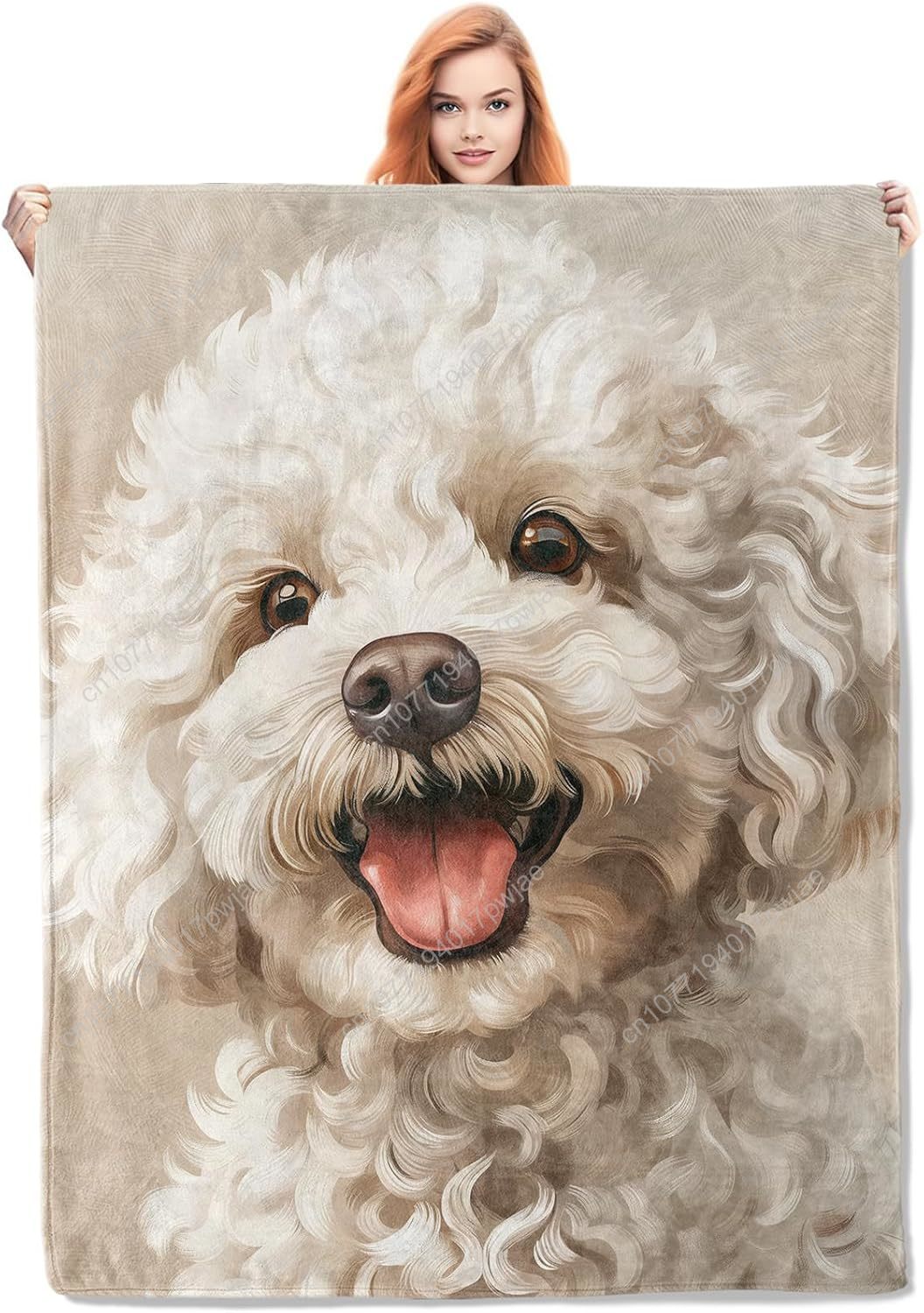 Joyful Poodle Portrait Blanket - Home Textiles & Furnishings 评论和价格
