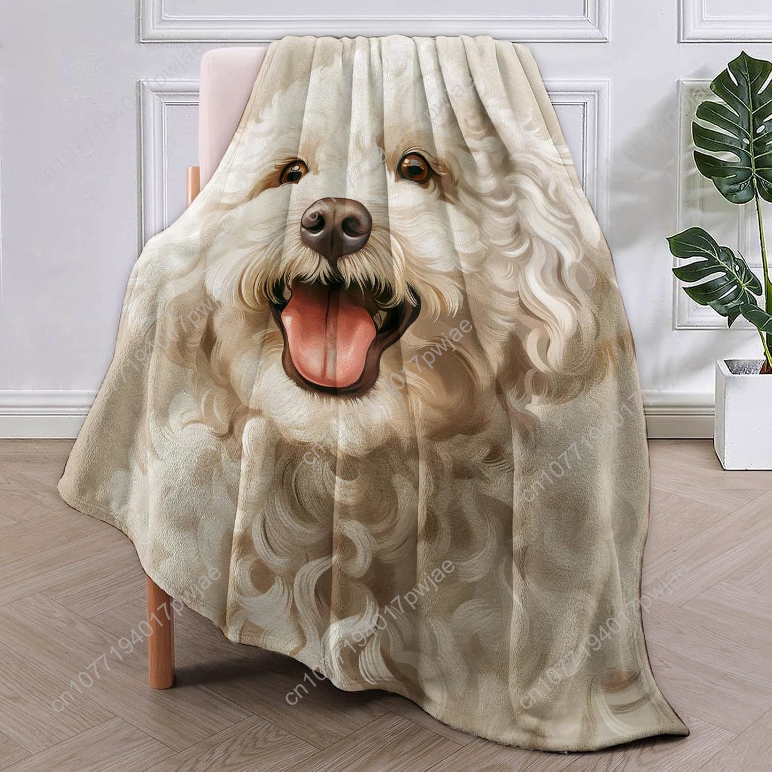 Joyful Poodle Portrait Blanket - Home Textiles & Furnishings 评论和价格
