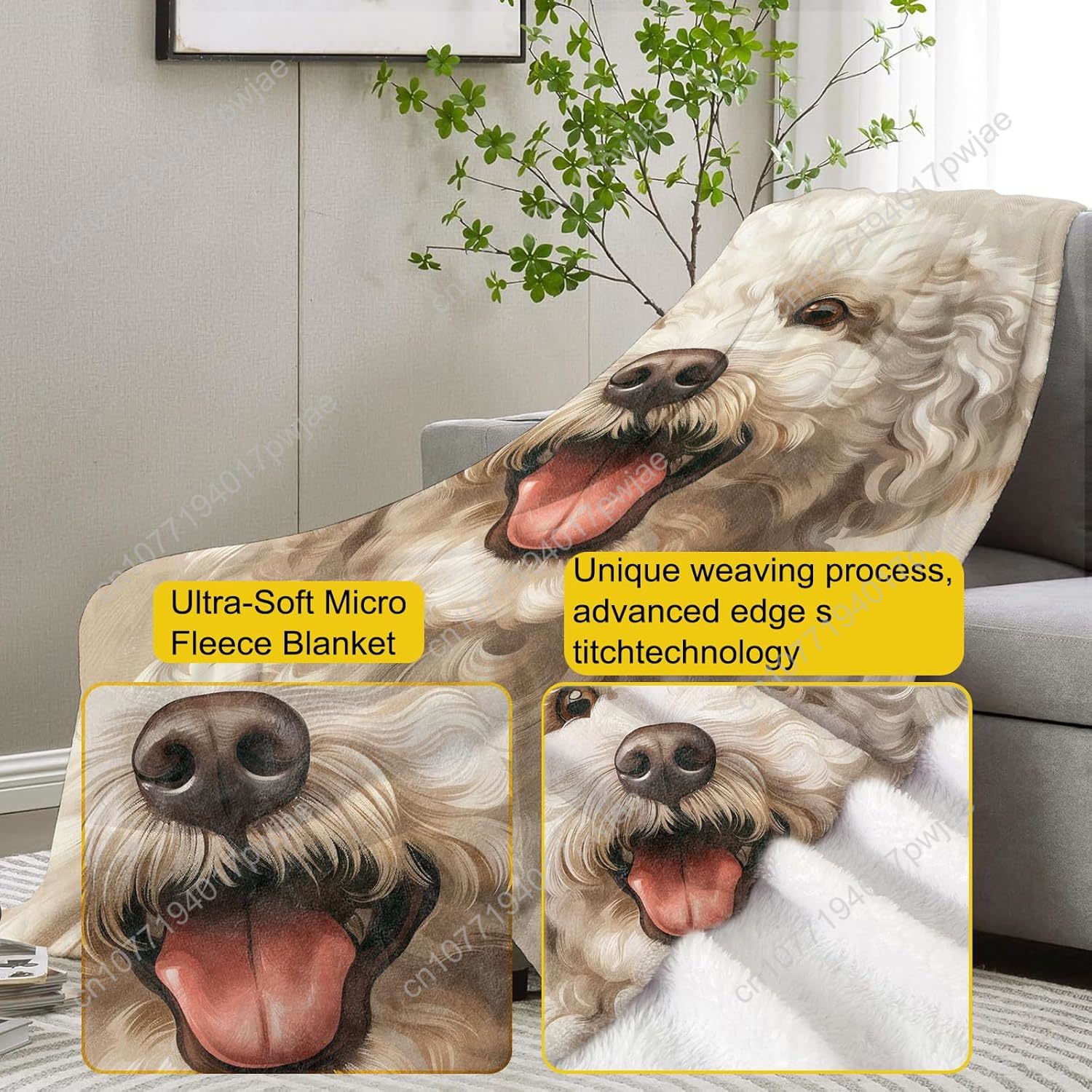 Joyful Poodle Portrait Blanket - Home Textiles & Furnishings 评论和价格