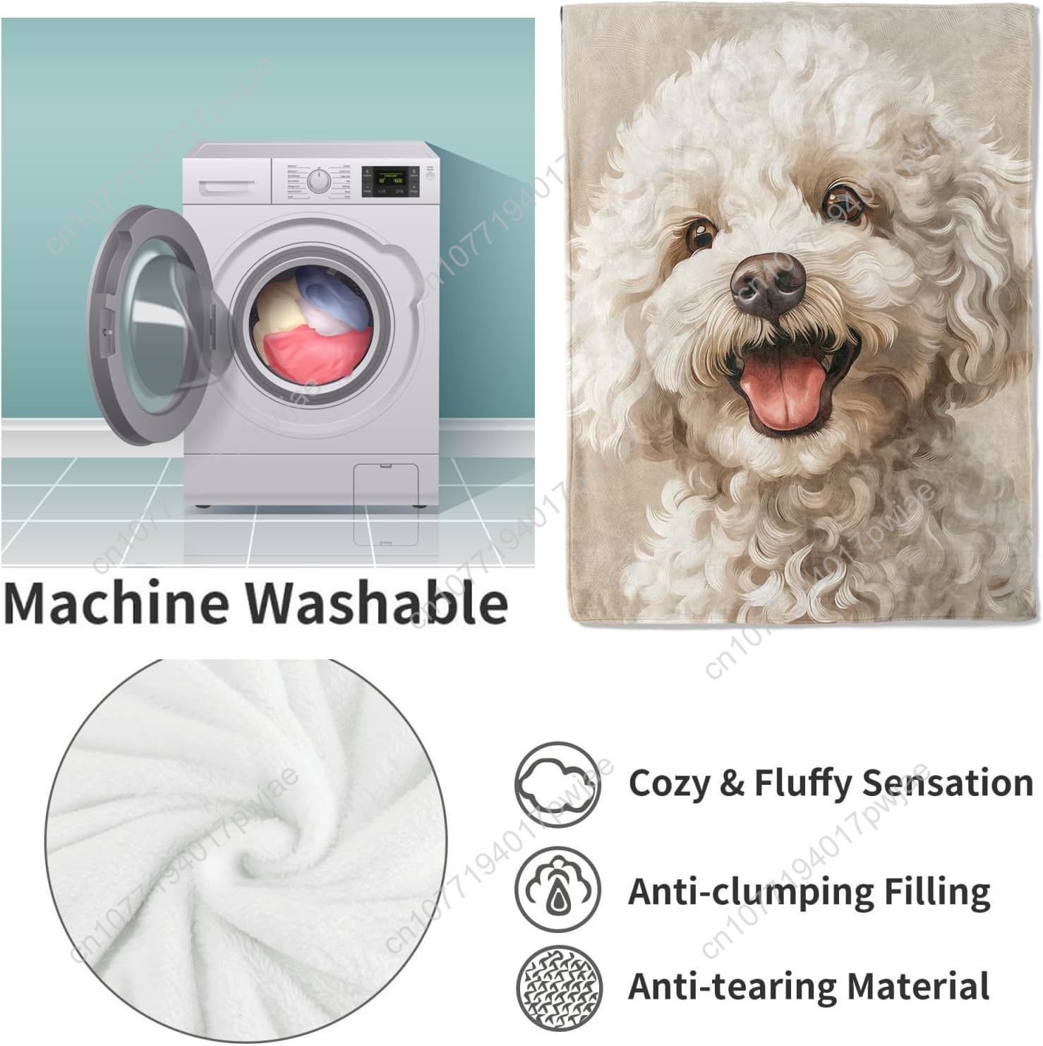 Joyful Poodle Portrait Blanket - Home Textiles & Furnishings 评论和价格