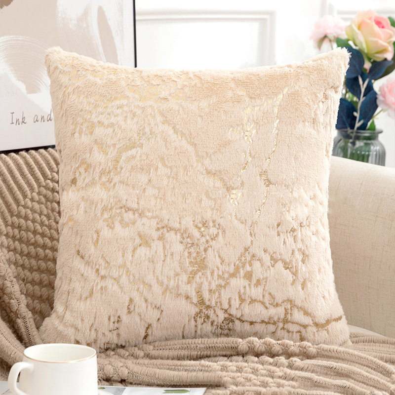 Plush Golden Fur Cushion Cover - Pillow Cover 20X20 评论和价格